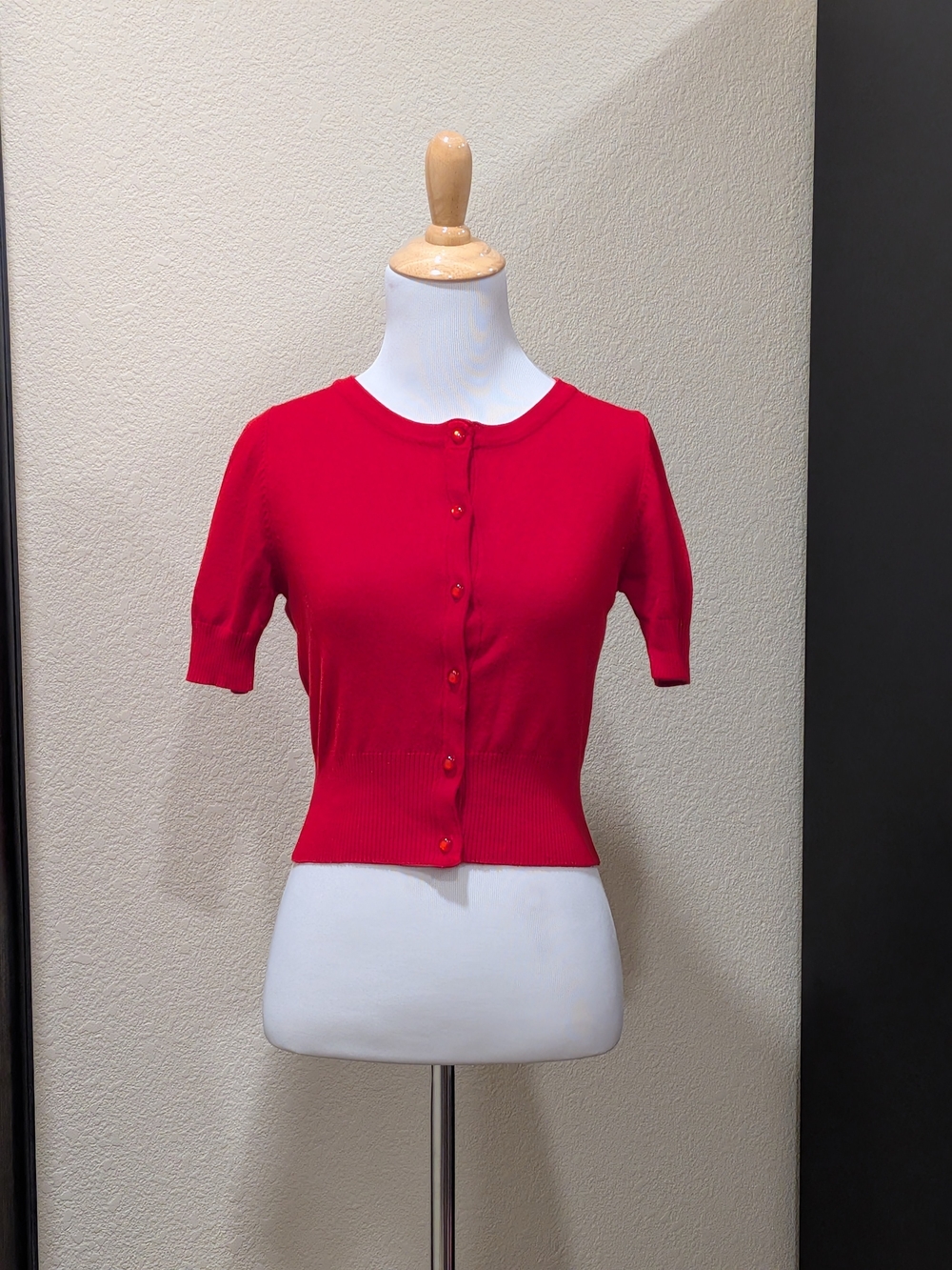 Hell Bunny Red Cropped Cardigan XS Retro Rockabilly Pinup
